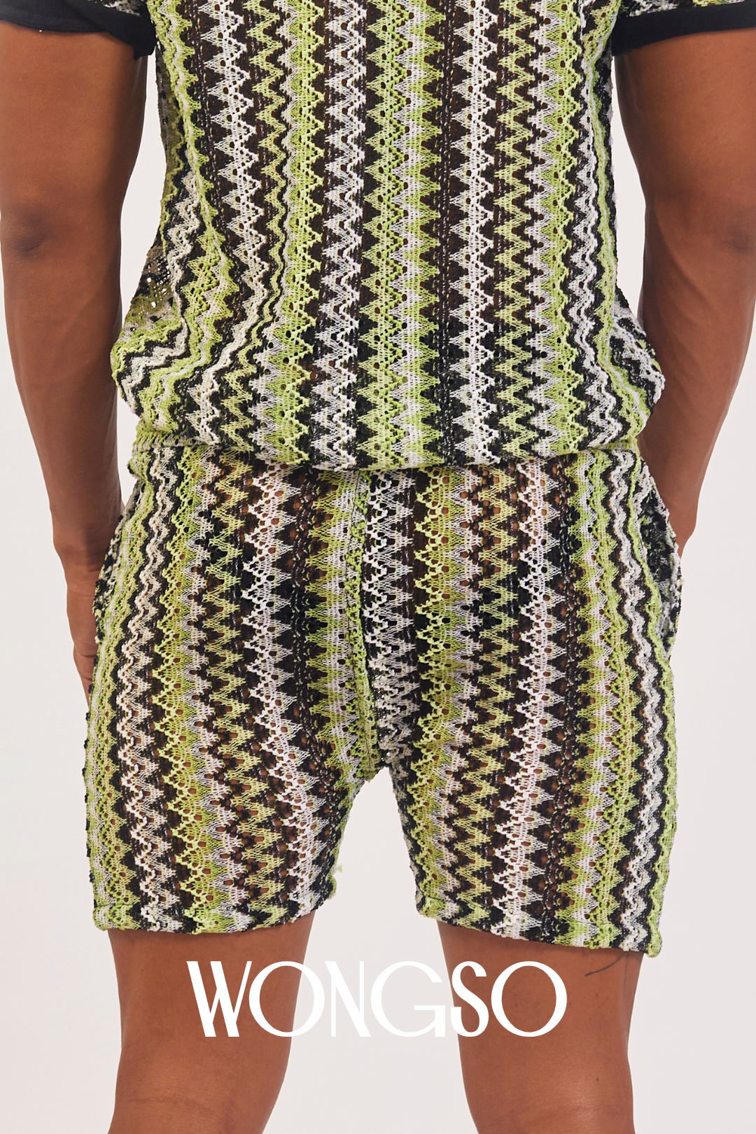 Detail of vibrant green knit texture