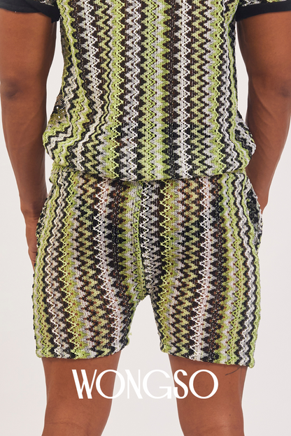 Detail of vibrant green knit texture