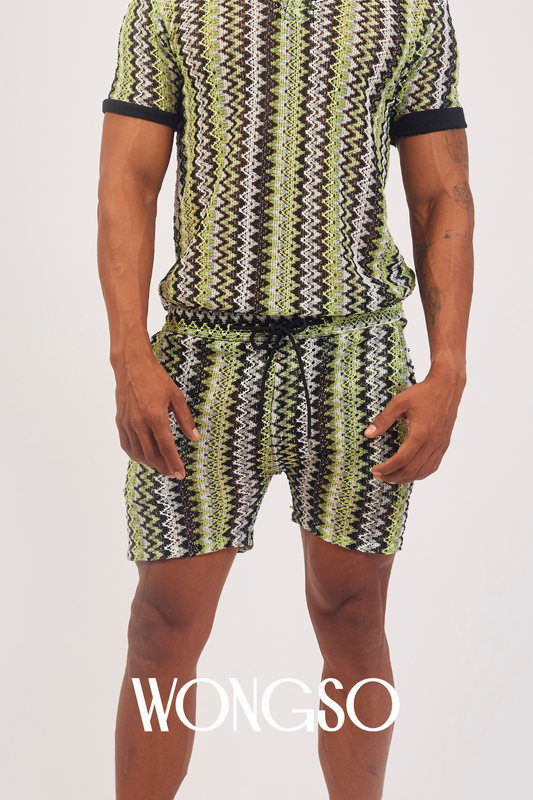 Green knit shorts for men – Boheme collection front view