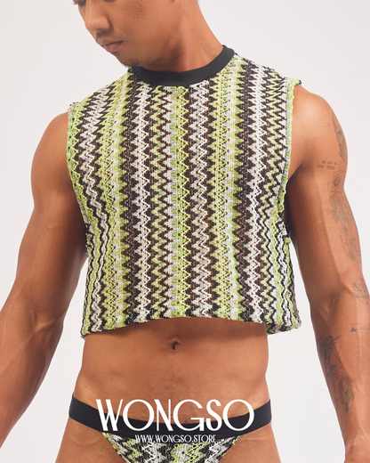 Boheme Knit Crop Top in Green