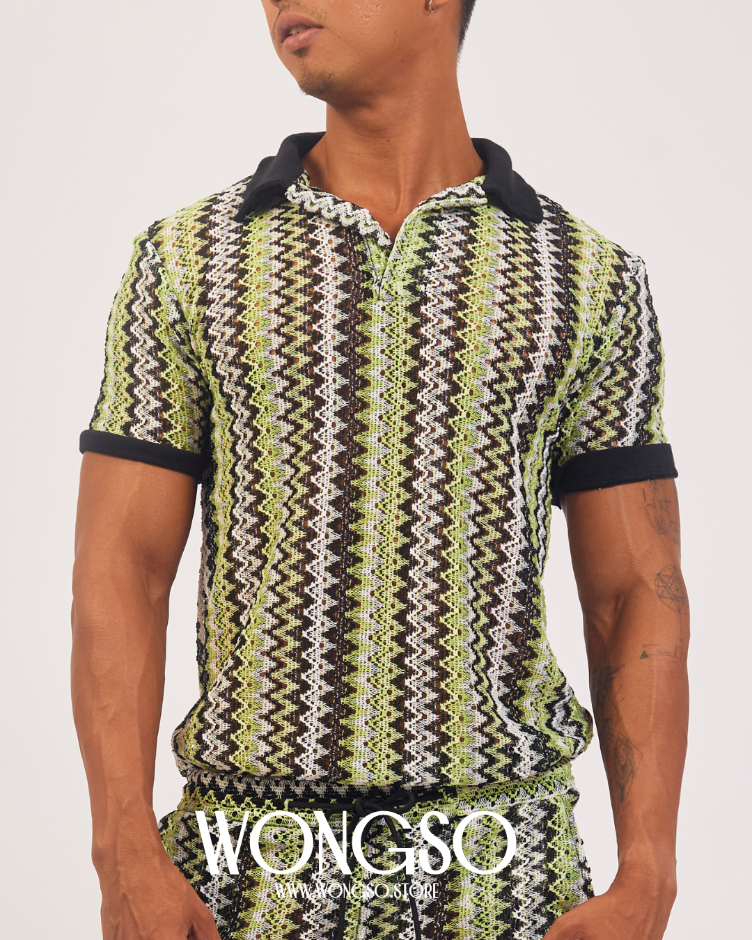 Boheme Knitted Polo Shirt in Green